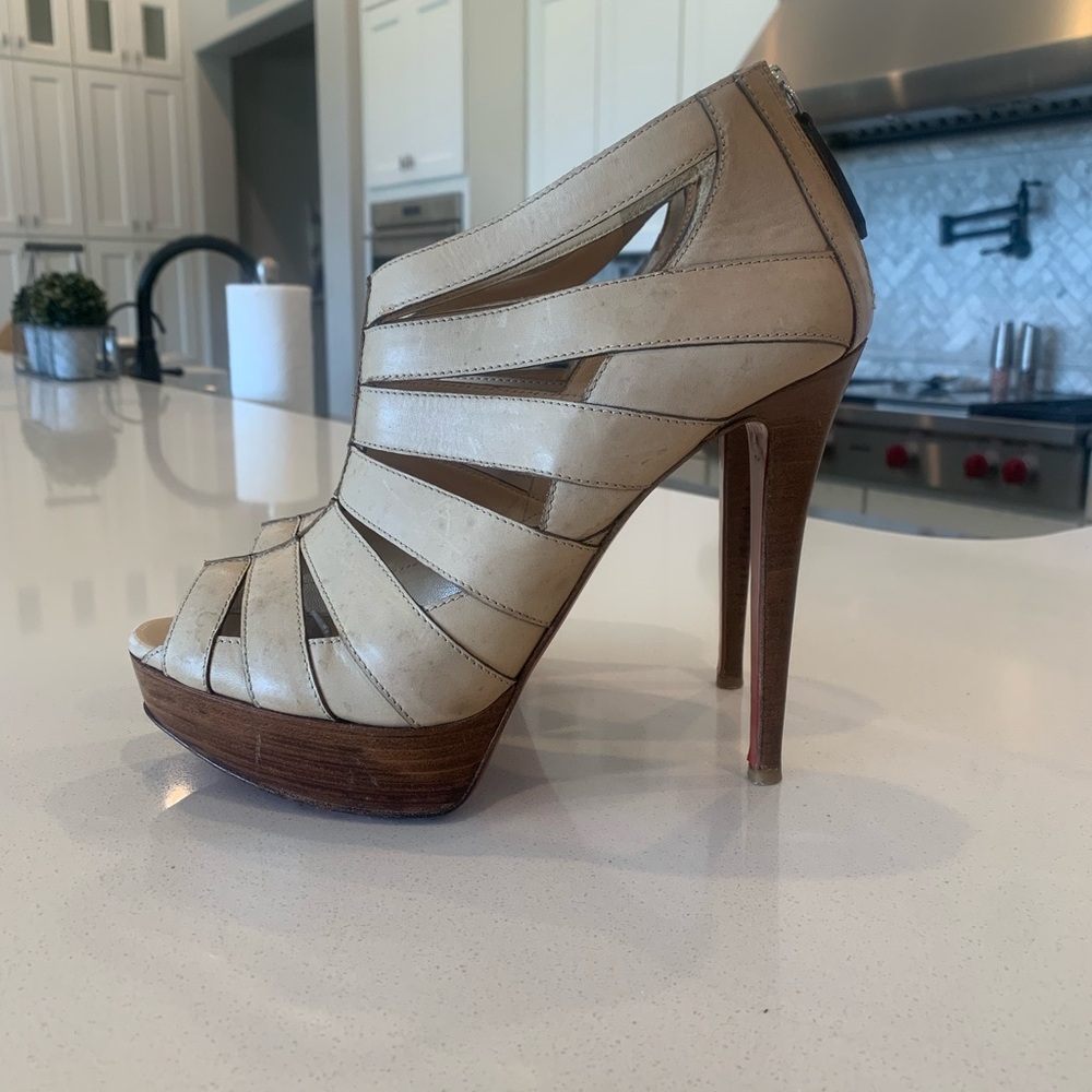 Christian Louboutin Cream and Brown Heels